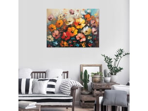 Tableau décoration murale impression sur toile fleurs sauvages prairie coloré - 60x40 cm - tableau décoration murale chambre et salon