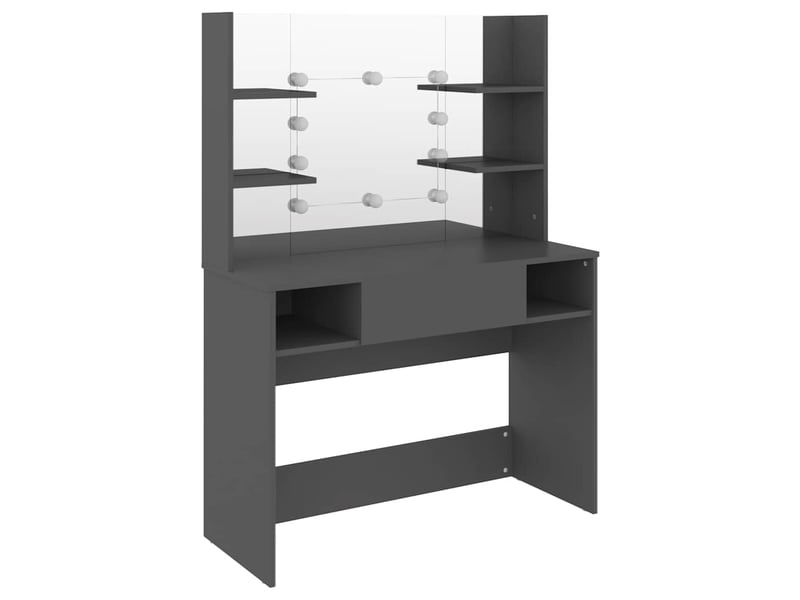  Coiffeuse, table de maquillage avec éclairage led 100x40x135 cm mdf gris  - Conforama E
