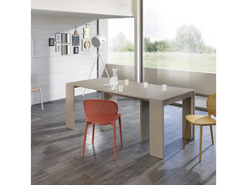Console extensible gain de place en mdf anti-rayures, made in italy, nivara - gris tourterelle  - Conforama C