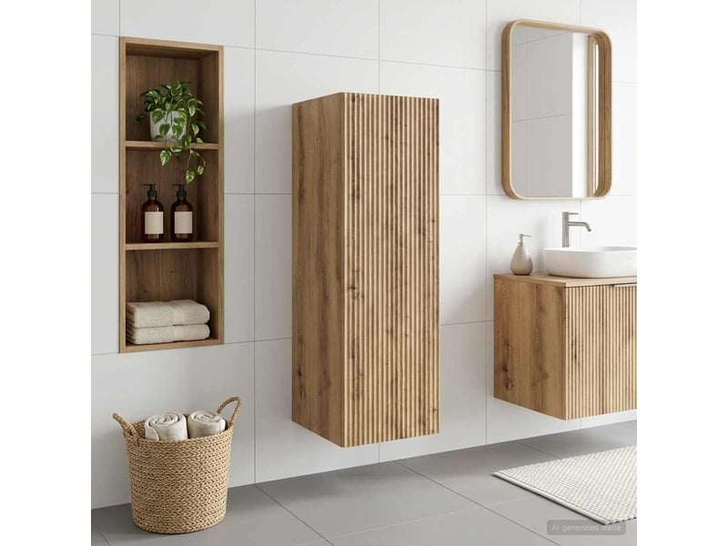  Cabinet salle de bain mural, meuble de rangement chêne artisanal shl1901  - Conforama B