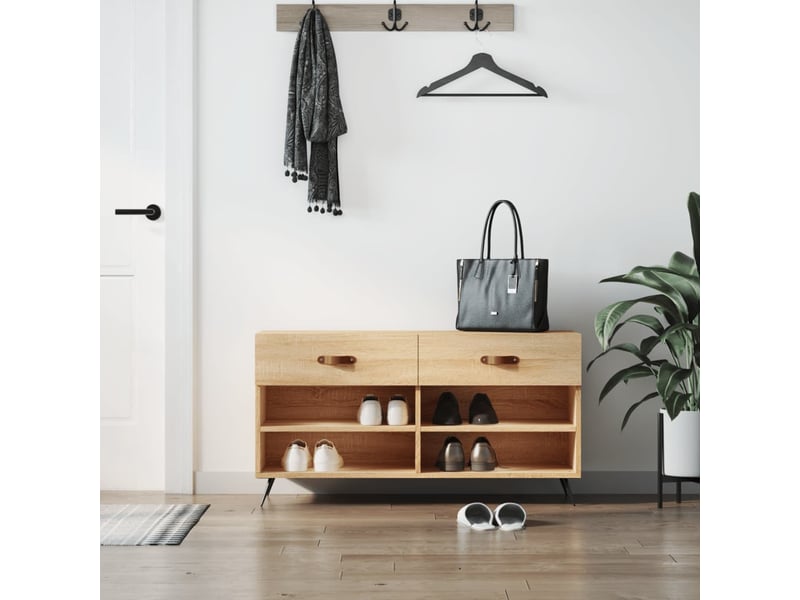  Banc à chaussures, meuble à chaussures chêne sonoma 102x35x55 cm bois d'ingénierie shl2429  - Conforama B