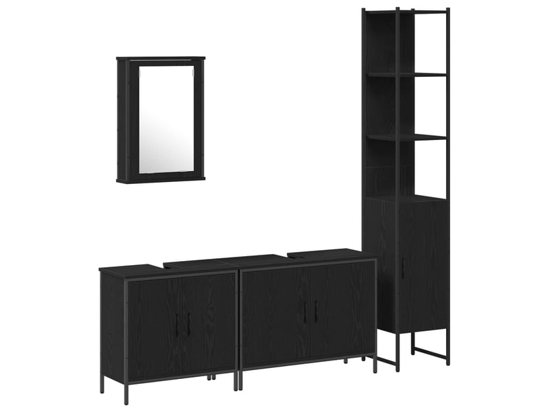  Ensemble de mobilier de salle de bain 4 pièces noir cf64558  - Conforama A