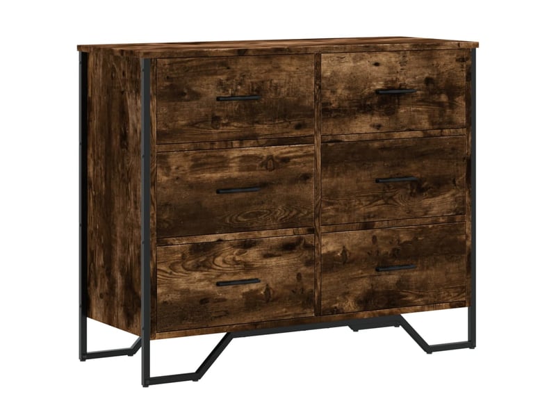  Commode chambre adulte, armoire à tiroirs chêne fumé 91x35,5x74,5 cm bois d'ingénierie  - Conforama A