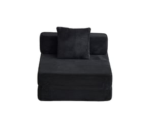Fauteuil fixe <strong>STILVORA</strong> <strong></strong> Velours côtelé noir vendu A l'unité
