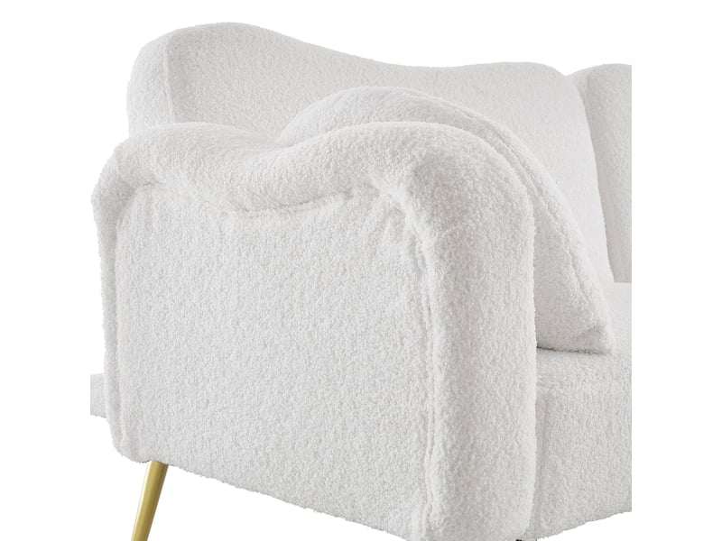  Canapé convertible 2 places blanc avec rangement intégré et dossier réglable à 3 positions sur pieds métalliques dorés  - Conforama W