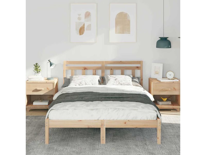  Lit double- lit adulte -  cadre de lit marron 135 x 190 cm pin massif  - Conforama B