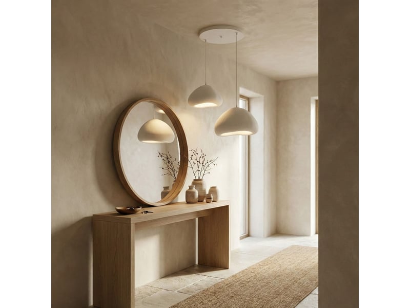 Luminaire design 2 suspensions en fibre de verre blanc marine  - Conforama D