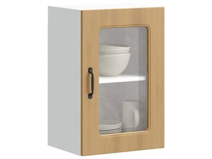 Armoire murale de cuisine avec porte vitrée kalmar chêne artisanal bois d'ingénierie