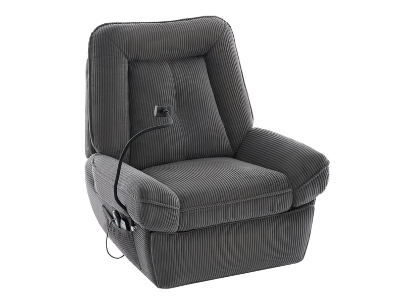  Fauteuil relax électrique massant chauffant pivotant 360° en velours côtelé gris  - Conforama D