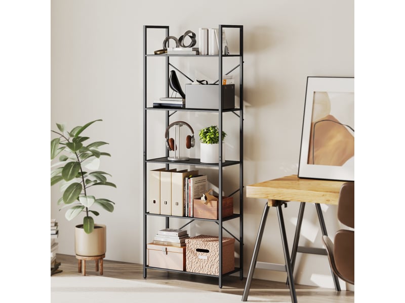  Étagère livres 5 niveaux style industriel, métal, rangement ouvert salonbureau, noire, 60x30x170,5 cm.  - Conforama C