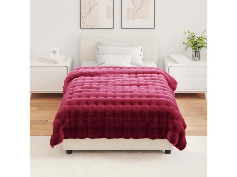 Couverture décorative, couverture antidérapante en fausse de lapin olite bordeaux shl56006 - Conforama D