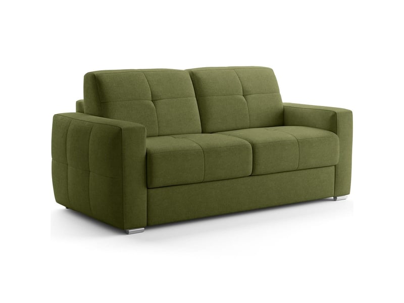  Canapé capitonné convertible 3 places en tissu chenille vert olive - ouverture express - cassian Cassian - Conforama E