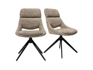 Lot 2 chaises de repas pivotantes 360° tissu taupe pieds métal – maple