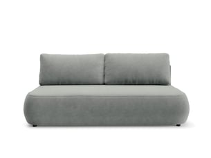 Canapé droit convertible   4 places Tissu gris avec coffre de rangement