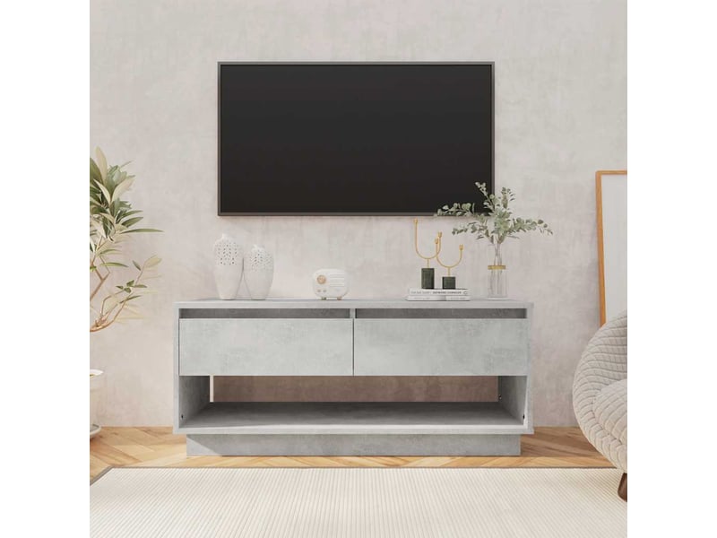 Meuble tv - banc tv - meuble de rangement - gris béton 102x41x44 cm bois d'ingénierie fr9970  - Conforama B