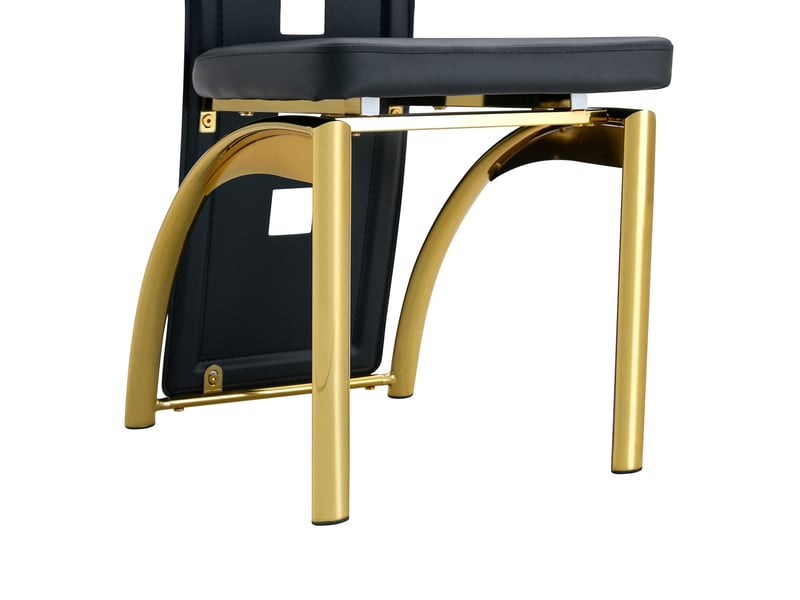  Lot de 6 chaises de salle à manger 43x49x102,5 cm dossier à motifs ajourés métal et polyuréthane (pu) noir et doré  - Conforama D