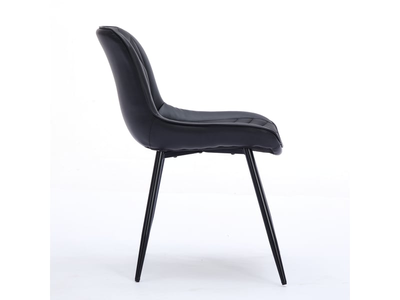  Lot de 2 chaises de salle à manger - 50x47x77cm - chaises capitonnées en tissu rembourré pieds métal noir - noir  - Conforama D
