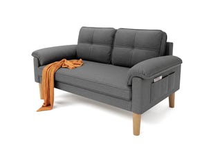 Canapé 2 places - bealife canapé scandinave - 2 coussins - 2 accoudoirs - tissu - bois - salon - chambre - 144 x 77 x 77 cm - gris