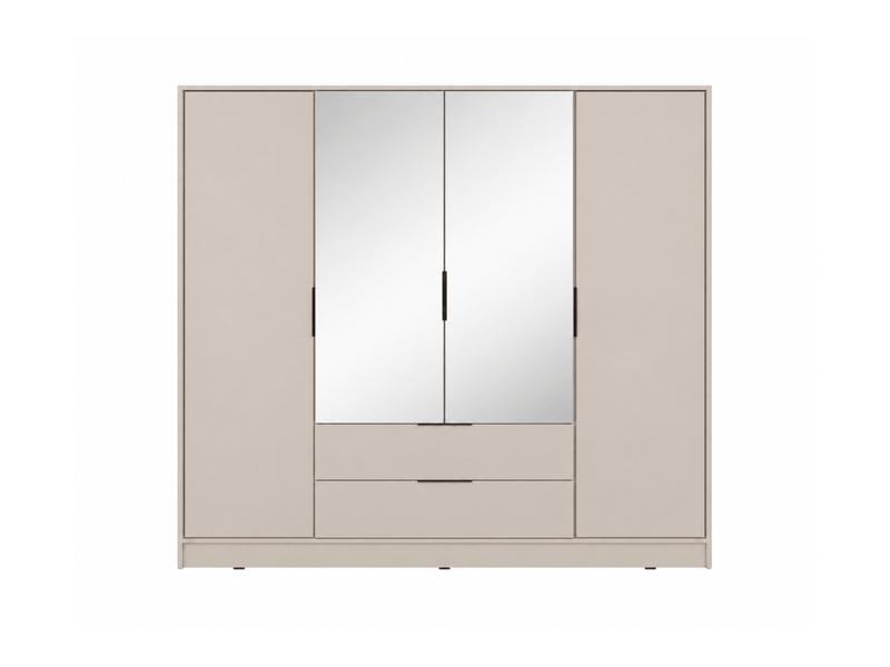  Armoire mirage 4 portes dont 2 miroirs avec penderie - beige MIRAGE - Conforama A