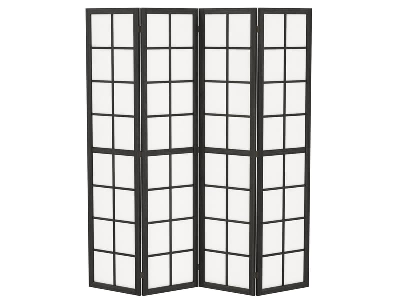  Paravent interieur pliable 4 panneaux 160 x 170 cm séparateur de pièce pour salon chambre à maison coucher, noir  - Conforama B