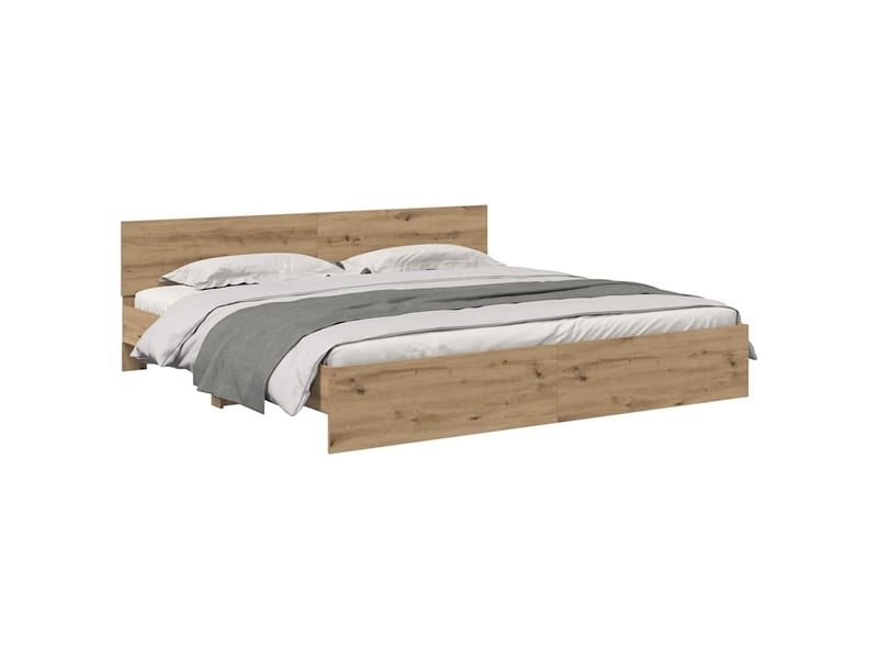  Lit double- lit adulte -  cadre de lit chêne artisanal 200 x 200 cm bois d'ingénierie  - Conforama B
