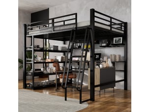 Lit mezzanine 140x200 cm <strong>OKWISH</strong>  <strong></strong> coloris noir