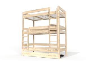 Lit superposé 90x200 cm ABC MEUBLES  TRI492-V coloris bois clair