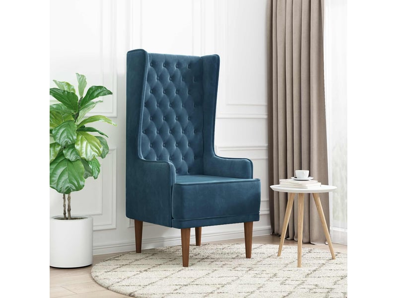 Vidaxl chaise à dossier haut avec boutons capitonnés bleu velours - Conforama B