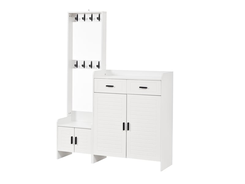  Portemanteau avec banc et rangement blanc 125 x 165 cm en mdf  - Conforama A