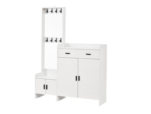 Portemanteau avec banc et rangement blanc 125 x 165 cm en mdf