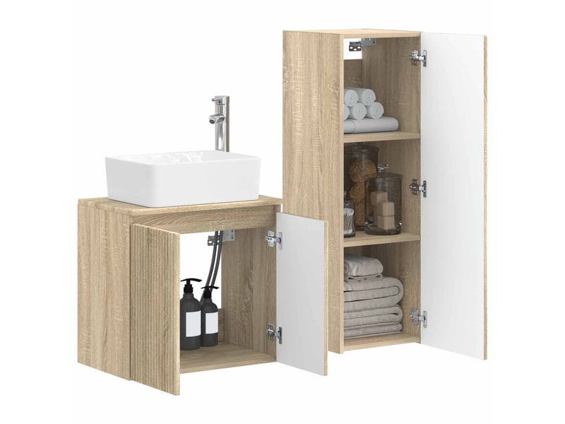 Ensemble de mobilier de salle de bain 2 pcs chêne sonoma shl8349  - Conforama C