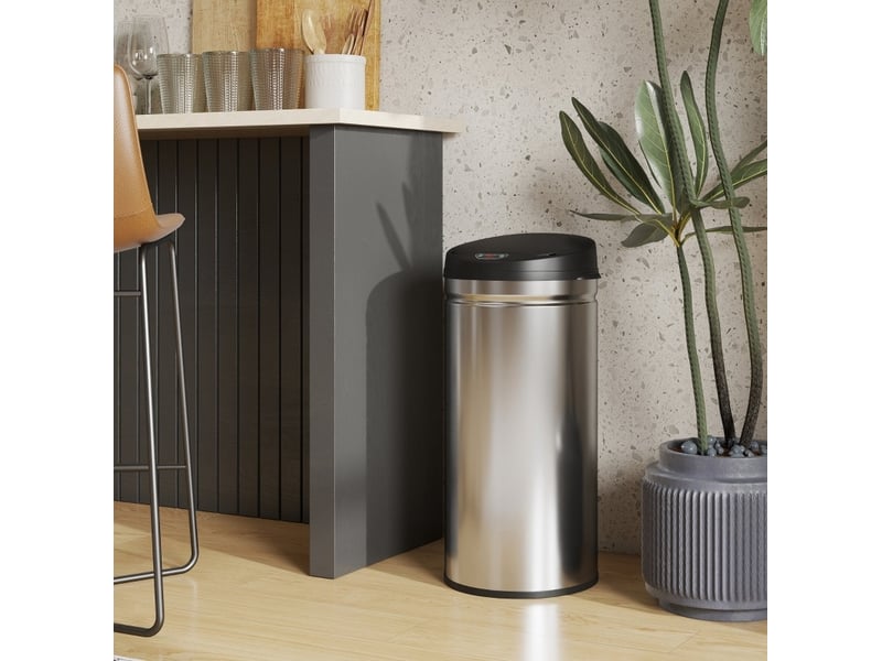 Poubelle à capteur 42 l inox 30,5 cm soft close argent - Conforama D