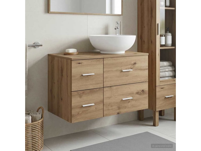  Ensemble de mobilier de salle de bain 2 pc chêne artisanal cf64058  - Conforama B
