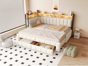 Lit extensible 90x200 cm BGSRYAO coloris beige