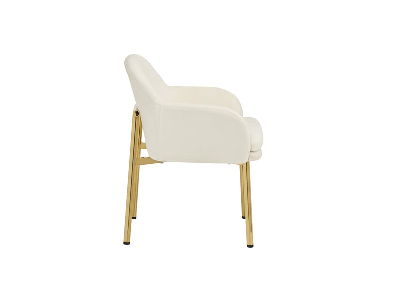  Lot de 4 chaises de salle à manger blanches rembourrées avec accoudoirs, pieds réglables  - Conforama E