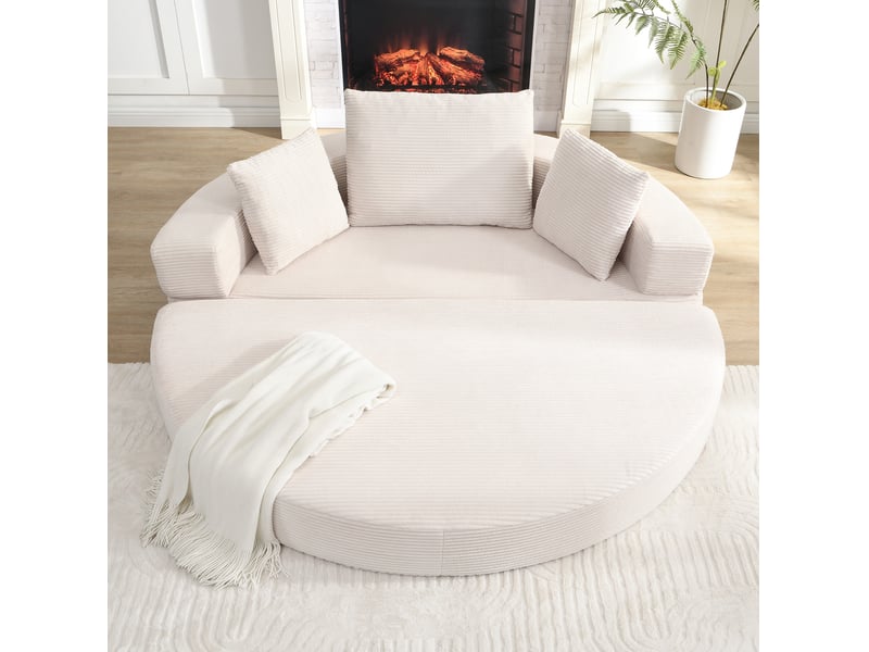  Canapé convertible 2 places 173x176 cm en velours côtelé et mousse, beige clair chicfurn  - Conforama B