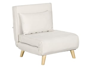 Fauteuil convertible dossier réglable 6 positions aspect lin crème 72x78x79 cm