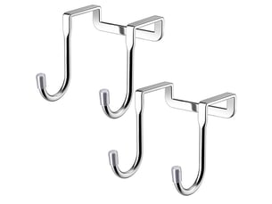 Lot de 2 cintres de porte avec crochets doubles en acier inoxydable 304 en forme, de robustes, adaptés pour accrocher vêtements, gris