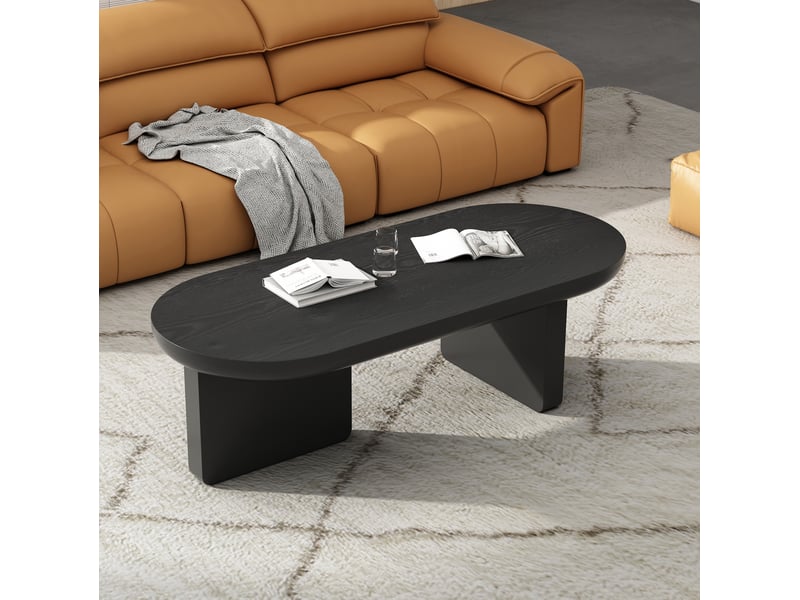  Table basse ovale 119,7x49,8x35,5 cm en panneau mdf noir mat  - Conforama D