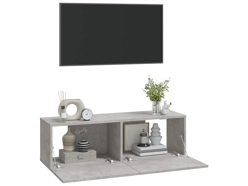  Meubles tv - banc tv - meuble de rangement 2 pcs gris béton 100x30x30 cm bois d'ingénierie  - Conforama D