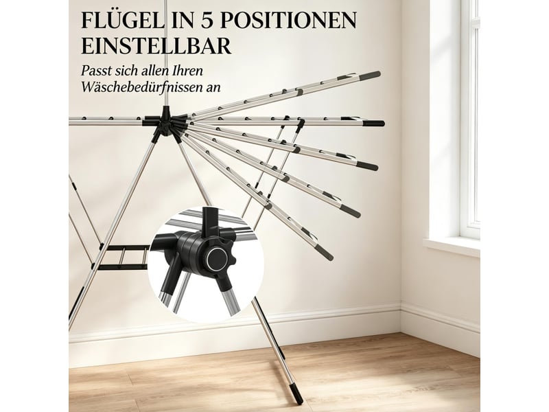  Séchoir à linge pliable en acier inoxydable 201, ailes réglables 5 niveaux et 4 supports chaussures, charge 25 kg  - Conforama D