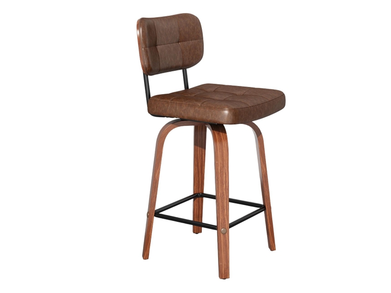  Chaise assise rembourrée en pu dossier incurvé en bois cadre métal pivotement 360° 2 pièces  - Conforama A