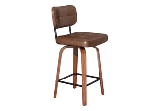 Chaise assise rembourrée en pu dossier incurvé en bois cadre métal pivotement 360° 2 pièces