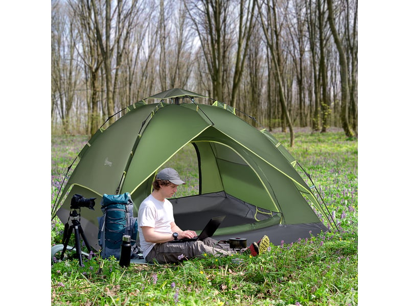  Tente dôme légère 3 pers., entrée, sac, tapis sol, imperméable 1000 mm, campingrandonnéejardin.  - Conforama C