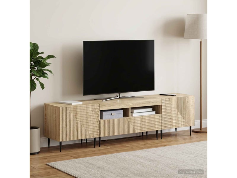 Ensemble de 3 meubles tv led chêne sonoma bois d'ingénierie shl85217  - Conforama C