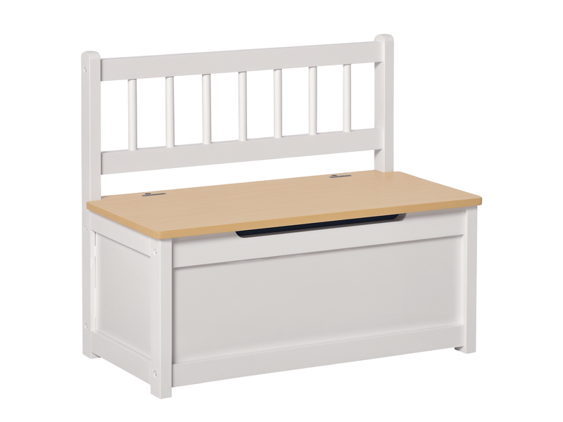 Banc rangement jouet enfant, dossier, couvercle fermeture douce, charge 40kg. Salle de jeuxchambre, 60 x 30 x 50 cm, blanc. - Conforama A