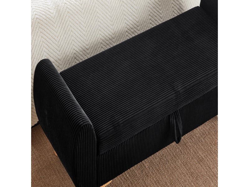  Banc coffre pliable en velours côtelé avec pieds en bois noir 145x51x57 cm W3915P509879 - Conforama D