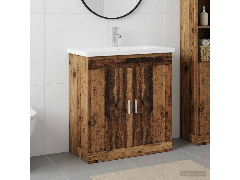  Ensemble de mobilier de salle de bain bois ancien shl8442  - Conforama B