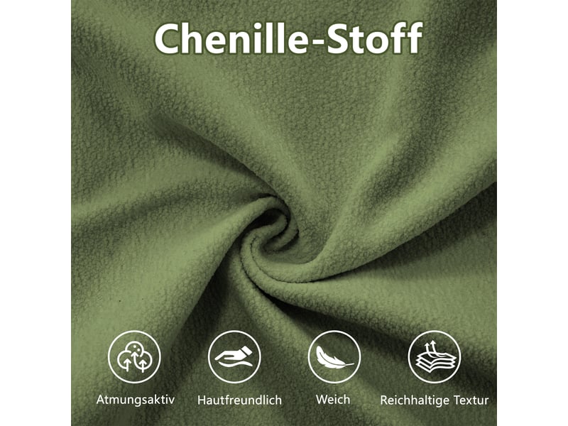 Canapé modulable 4 places en u avec ottoman mobile, canapé salon contemporain revêtement chenille vert - Conforama W