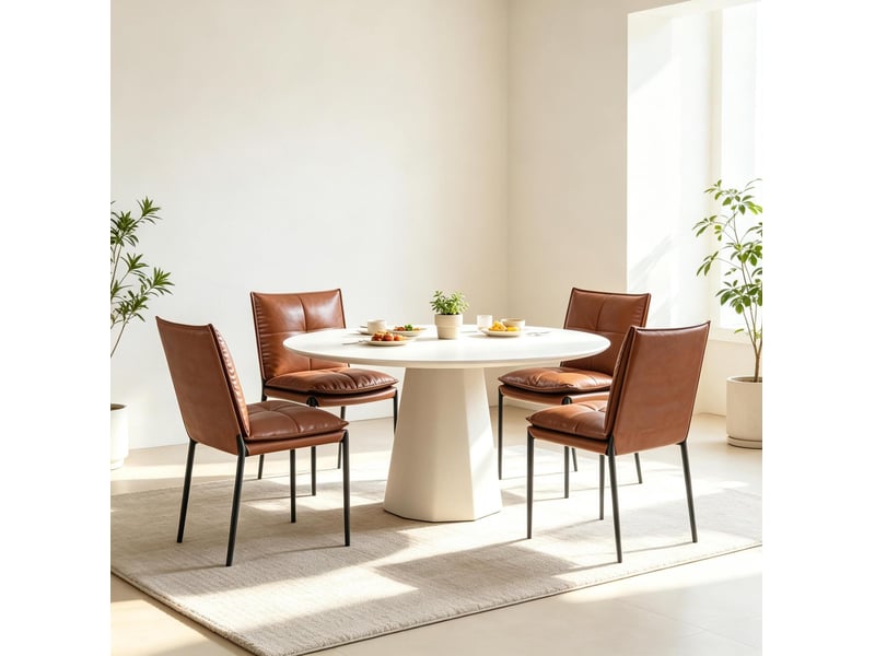  Lot de 4 chaises de salle à manger avec dossier rembourré, marron et noir  - Conforama E